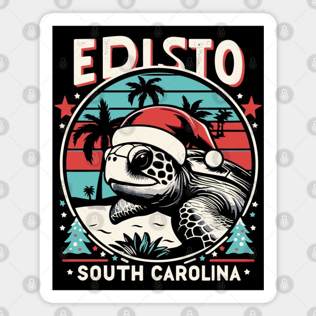 Edisto South Carolina Christmas Sea Turtle Magnet by SubtleSplit